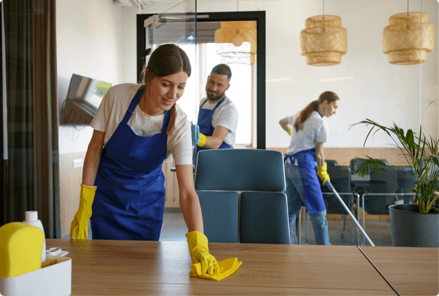 Professional cleaner at work